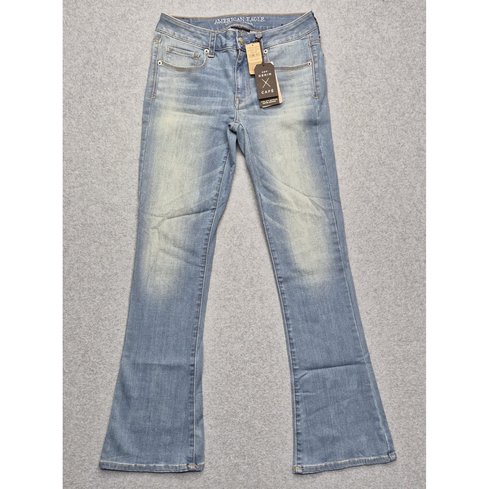 NWT American Eagle Jeans Womens 8 AEO Denim X Cafe Skinny Kick Stretch Light